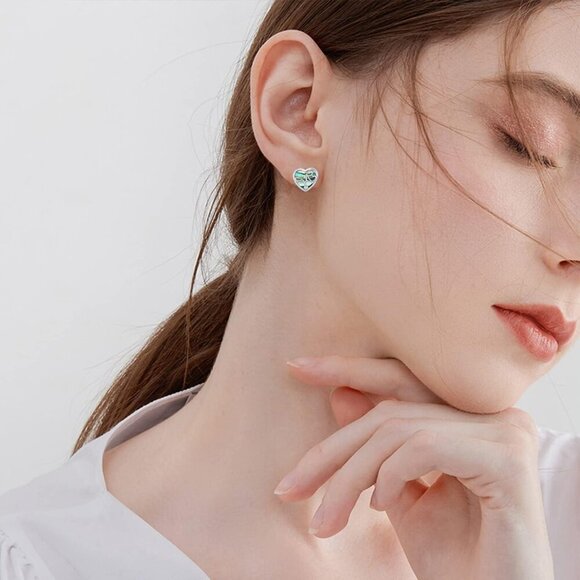 Women's 925 Sterling Silver Heart Stethoscope Stud Earrings - Picture 5 of 6